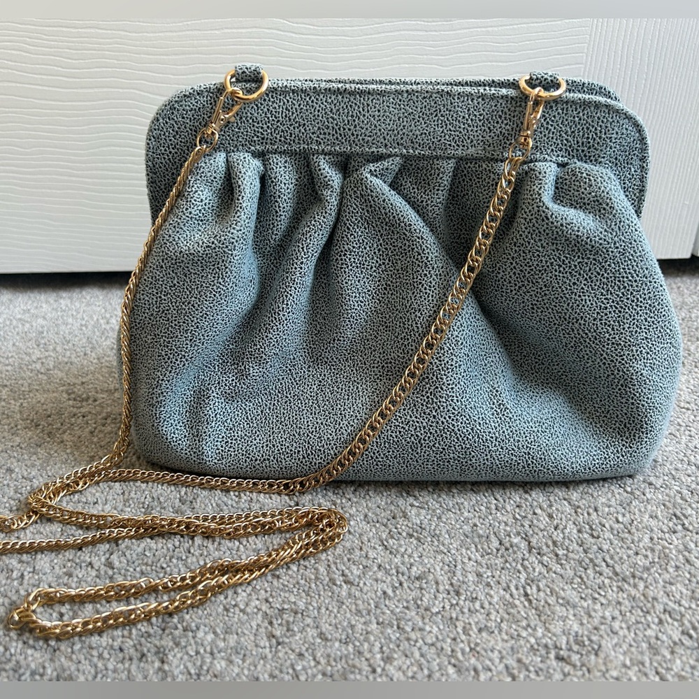 Vici baby blue crossbody purse with gold chain